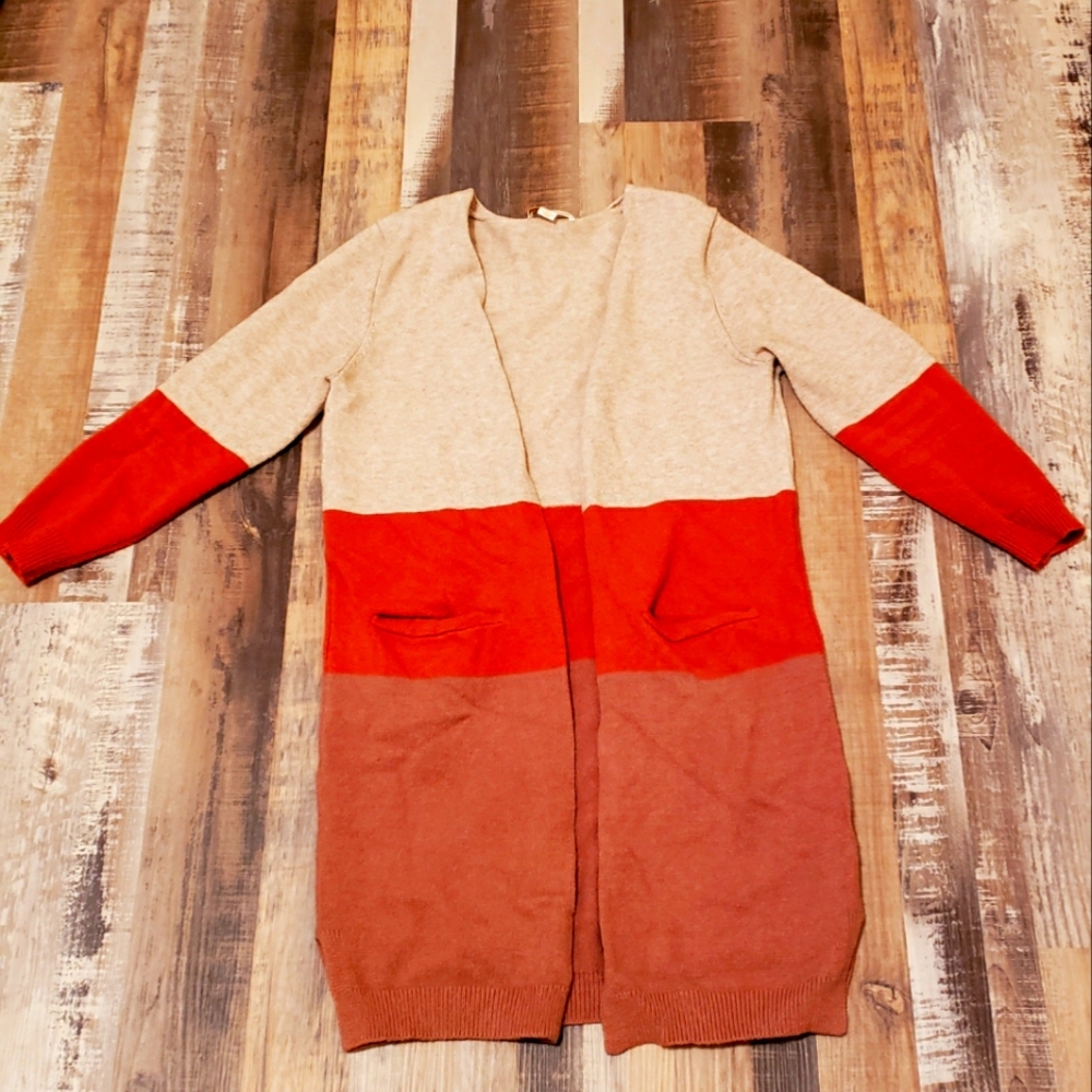 Beige and burnt orange super soft cardigan